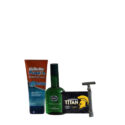 Shaving Kit(gillette proglide gel,brut splash on aftershave,titan double edged razor blades,safety razor(silver)