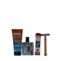 Shaving Kit (gillette proglide gel,denim aftershave,treet razors,Gold safety razor)