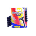 Super Max Kwik3 Extra Long Handle Razor Blades With Firm Grip (4+1 Pack)