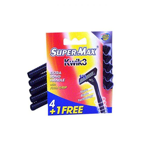 Super Max Kwik3 Extra Long Handle Razor Blades With Firm Grip