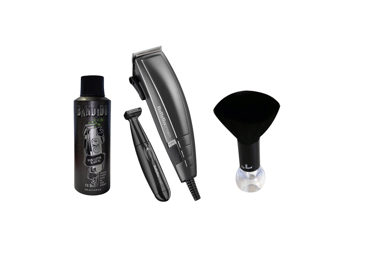Babyliss Men Smooth Home Hair Cutting Kit With Bandido Clipper Oil & Big Beard Neck Brush G-214